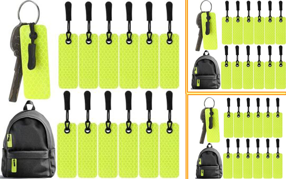 Keychain Reflector Tags Visible For Kids Adults Backpack Dog Collar Bags, Cindeer 12 Pcs Reflective Tags, Reflective Zipper