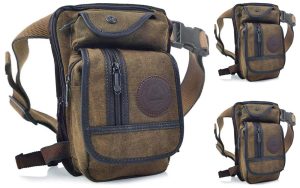 Yoholda Adjustable Waist Pack (Brown) For Outdoor Sports - Canvas Tactical Military Drop Leg Bag For Men Women